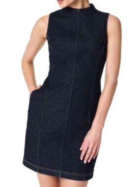 spanx leather-like combo fitted dress Spanx Dresses | Faux Leather Black Sleeveless Dress | Color: Black | Size: S